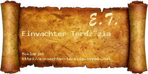 Einvachter Terézia névjegykártya